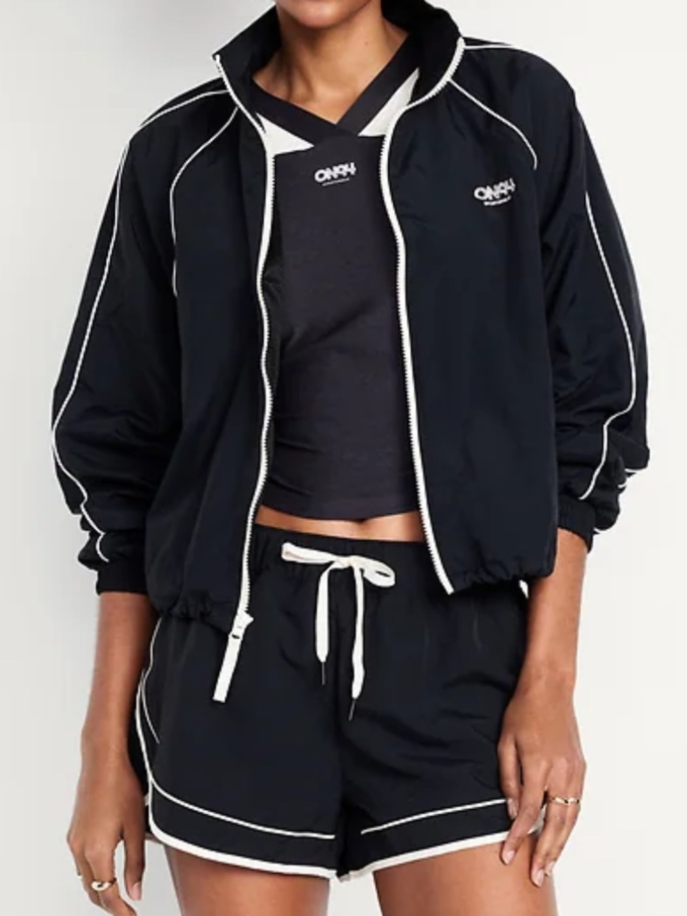 OLD NAVY Black Active Zip Jacket & Shorts Set